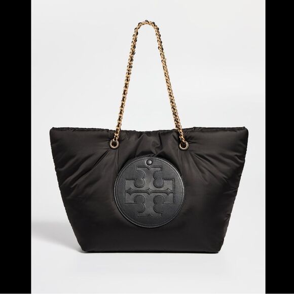 New Tory Burch ELLA PUFFY CHAIN TOTE BLACK
